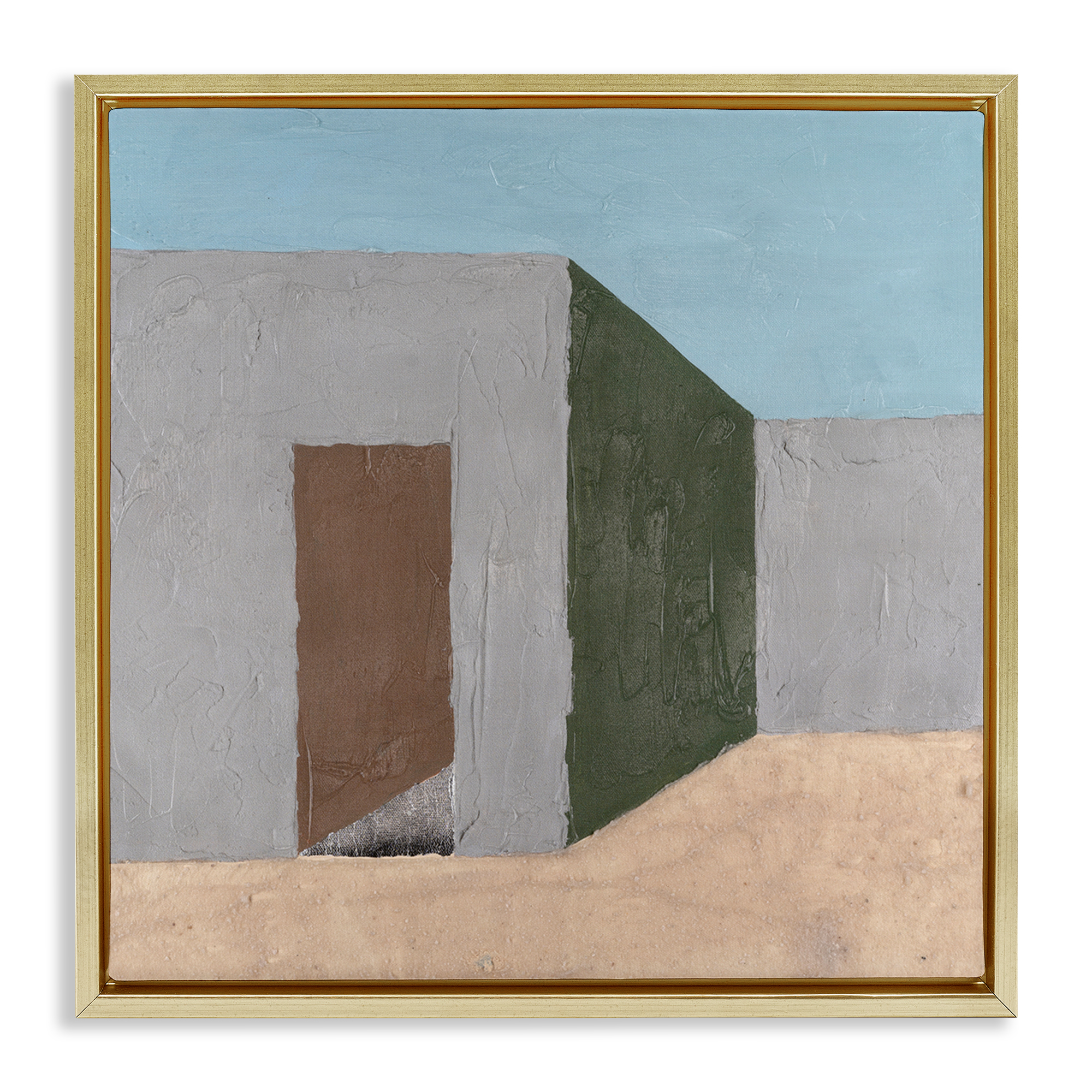 Stupell Industries Southwestern Adobe House Buildings & Architecture Painting Gold Floater Framed Canvas Art Print Wall Art, 25 x 25