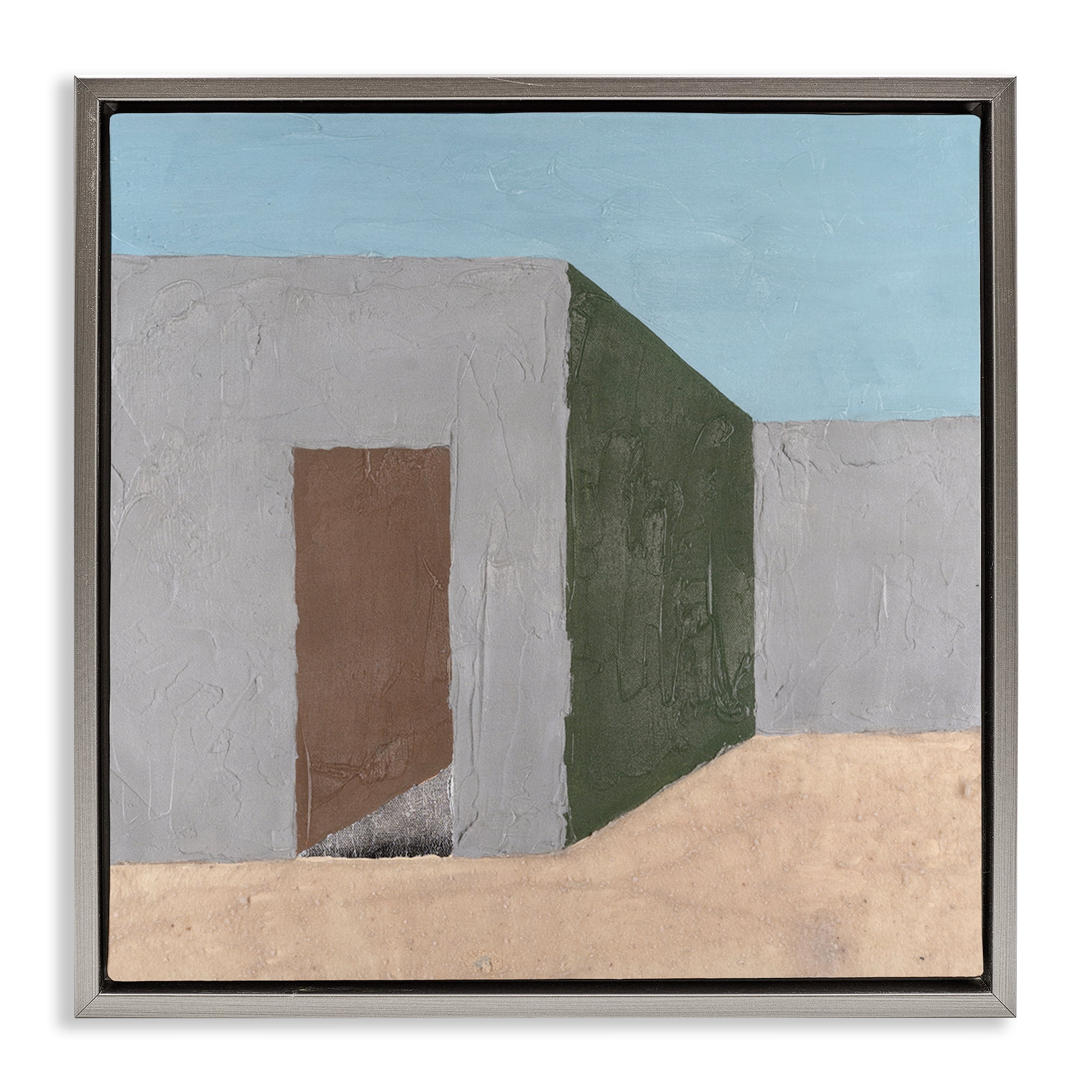 Stupell Industries Southwestern Adobe House Buildings & Architecture Painting Gray Floater Framed Canvas Art Print Wall Art, 25 x 25