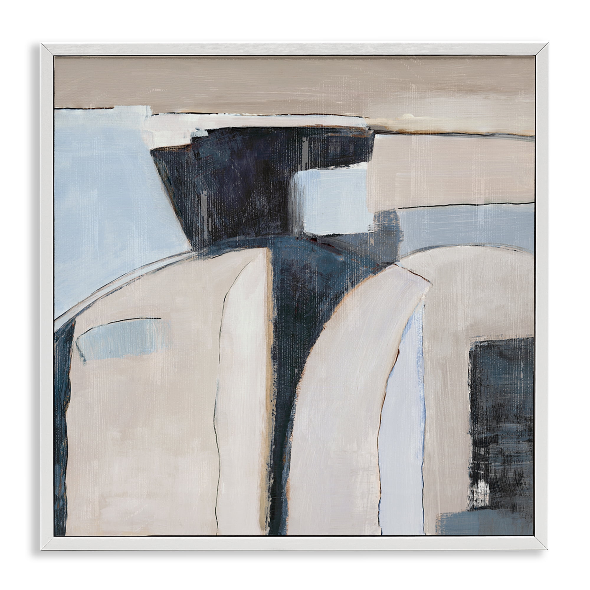 Stupell Industries Southwestern Beige & Grey Abstract Painting White Framed Art Print Wall Art, 17 x 17