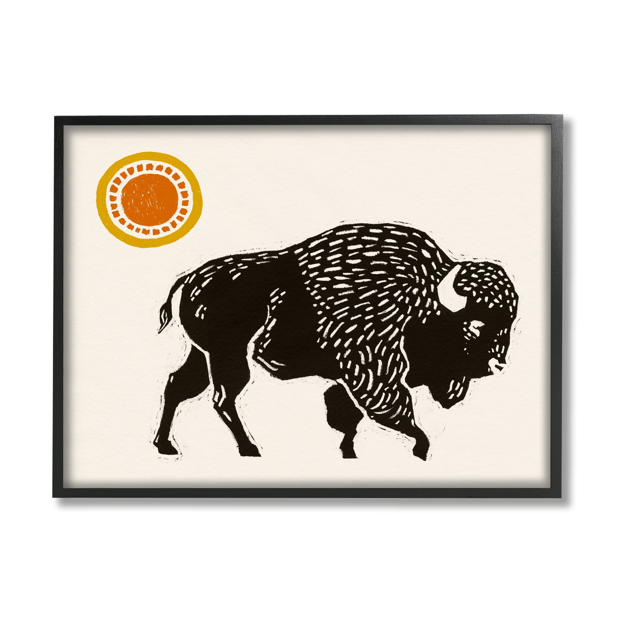 Stupell Industries Southwestern Bison Portrait Animals & Insects Painting Black Framed Art Print Wall Art, 20 x 16
