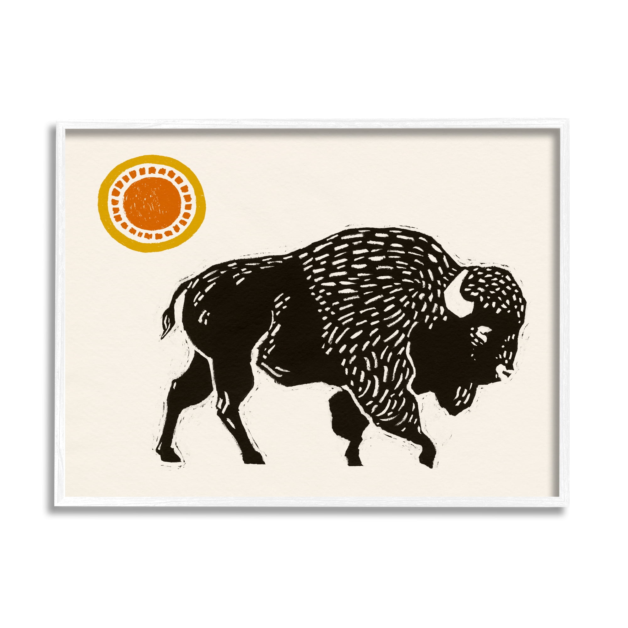 Stupell Industries Southwestern Bison Portrait Animals & Insects Painting White Framed Art Print Wall Art, 30 x 24