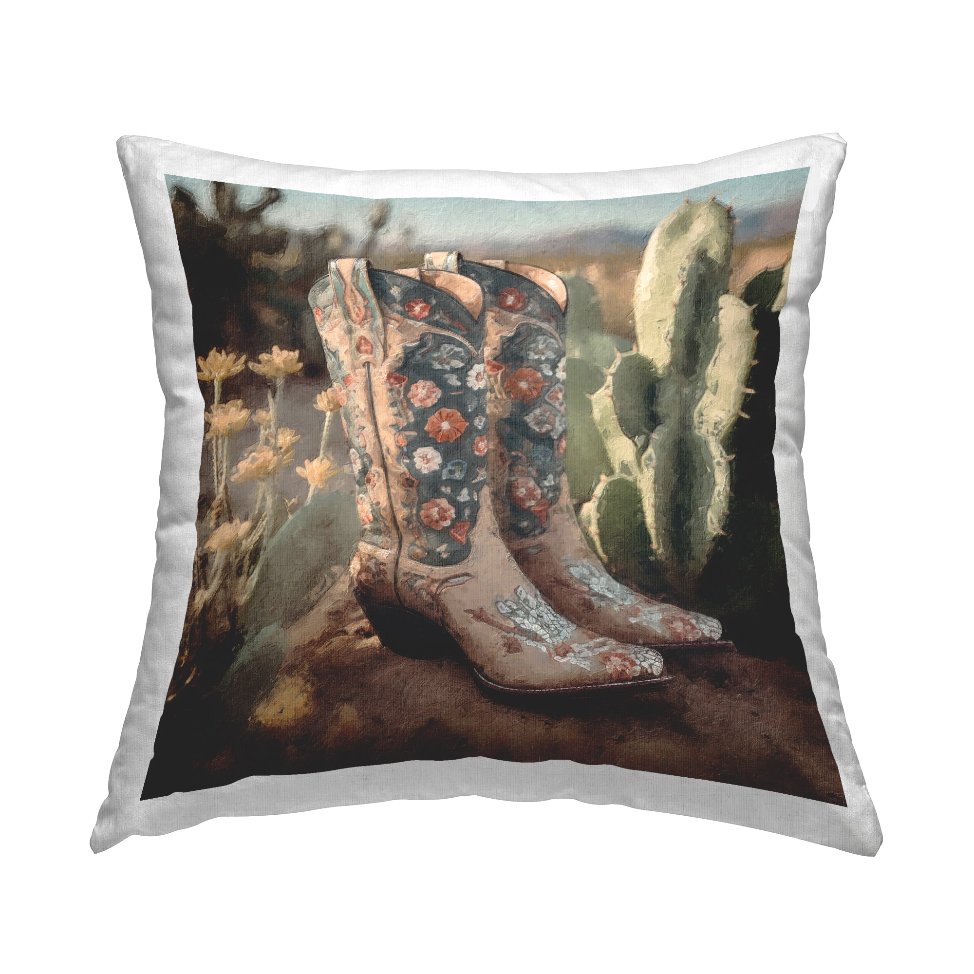 Stupell Industries Southwestern Boots Landscape Square Decorative Printed Throw Pillow, 18 x 18