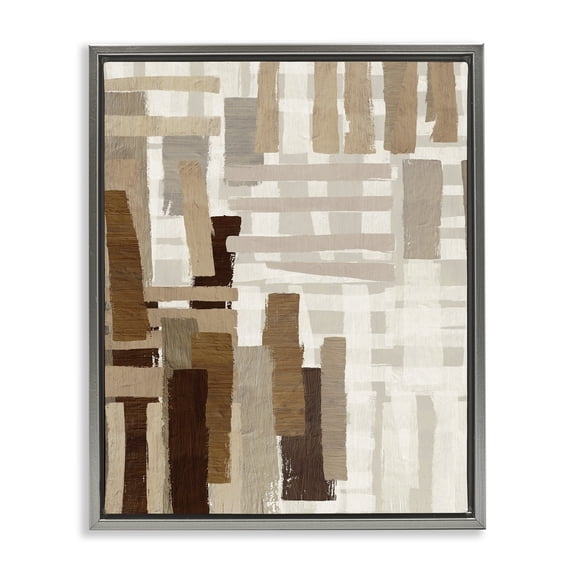 Stupell Industries Southwestern Brown Crosshatched Pattern Gray Floating Frame Canvas Art, 17 x 21, by Amber Sterling