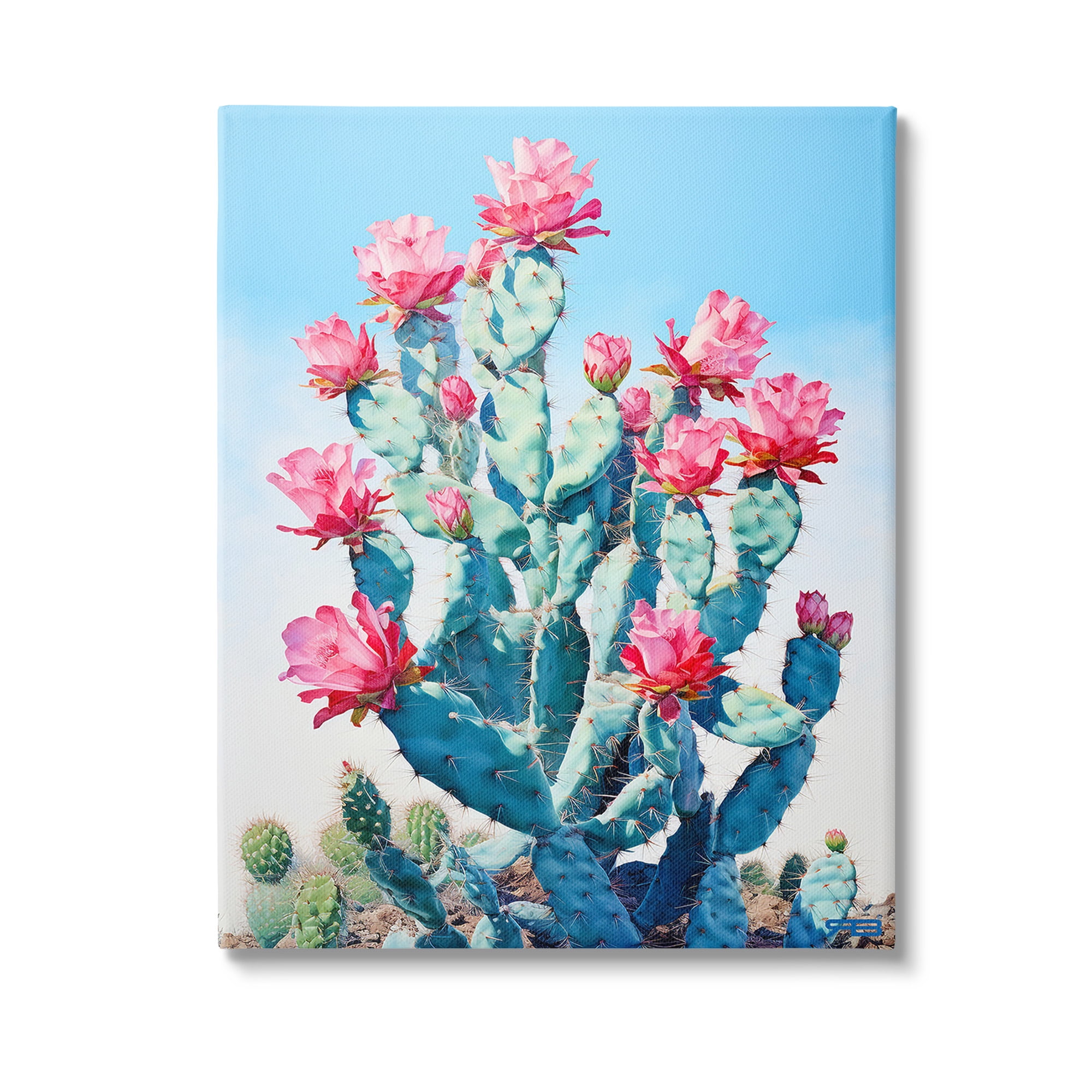 Stupell Industries Southwestern Cactus Flowers Botanical & Floral Painting Gallery Wrapped Canvas Art Print Wall Art, 36 x 48