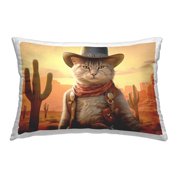 Stupell Industries Southwestern Cowboy Cat Decorative Printed Throw Pillow Design by Michael David Ward