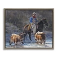 thumbnail image 1 of Stupell Industries Southwestern Cowboy Crossing River Brown Floating Frame Canvas Art, 21 x 17, by David Graham, 1 of 8