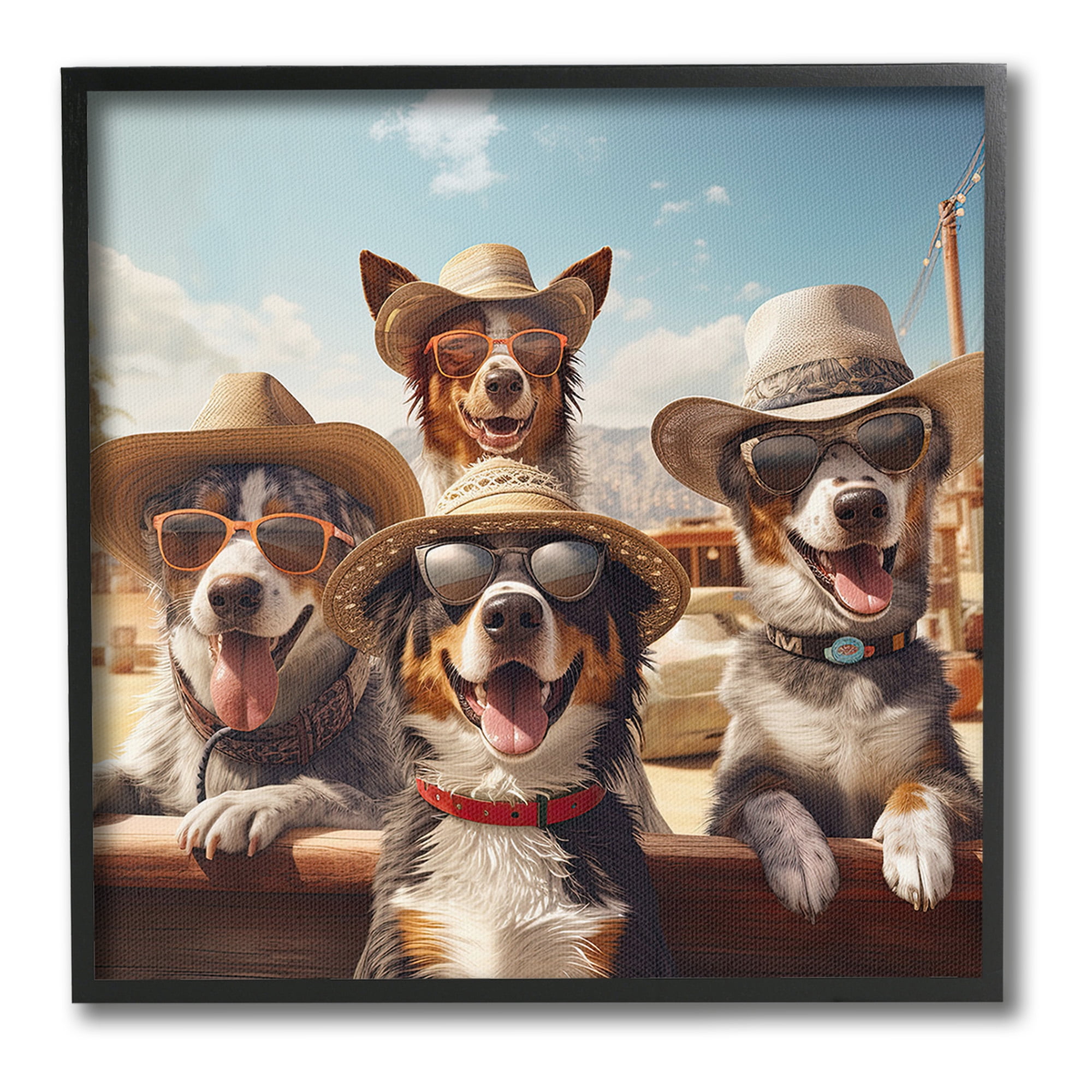 Stupell Industries Southwestern Cowboy Dogs Animals & Insects Painting Black Framed Art Print Wall Art, 17 x 17