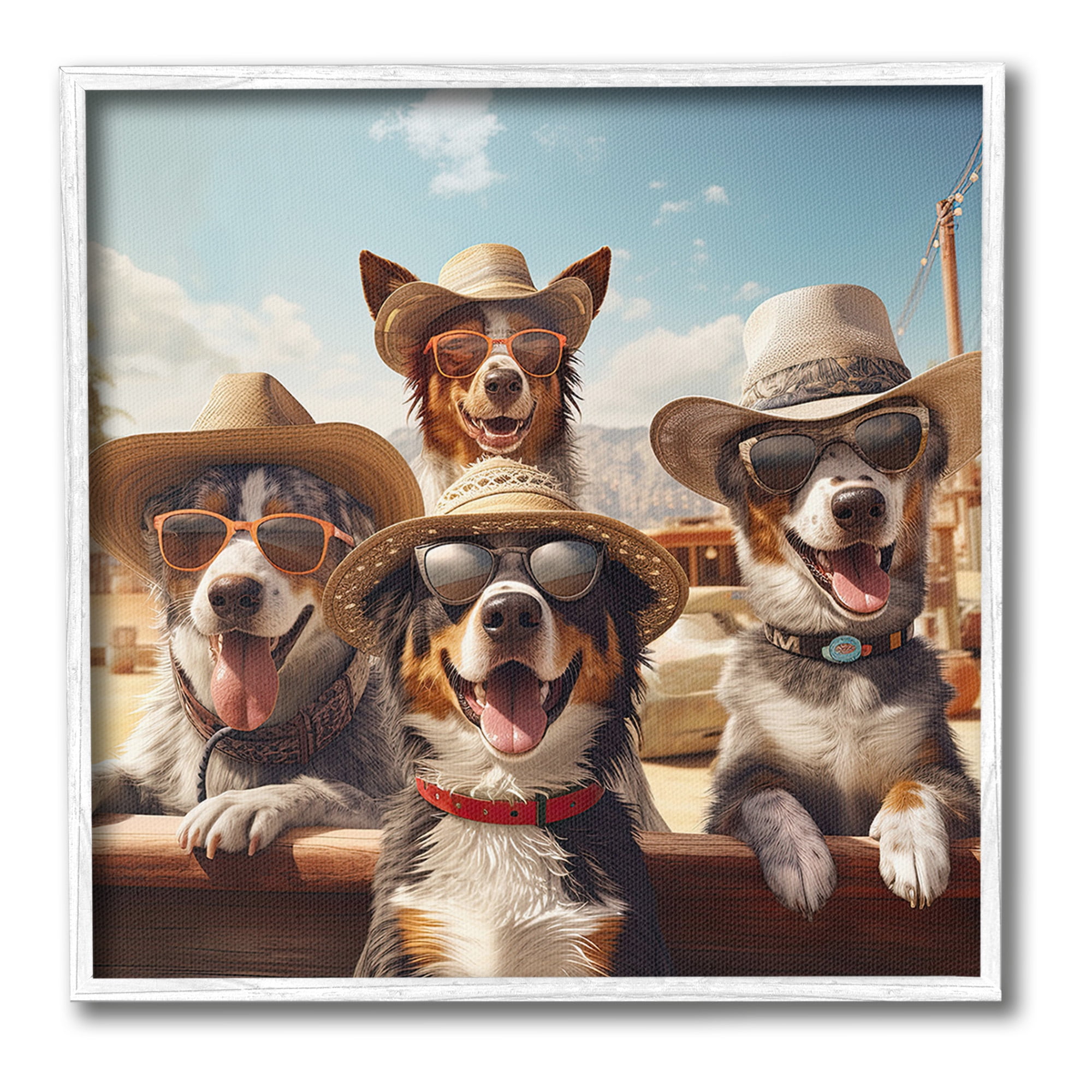 Stupell Industries Southwestern Cowboy Dogs Animals & Insects Painting White Framed Art Print Wall Art, 24 x 24