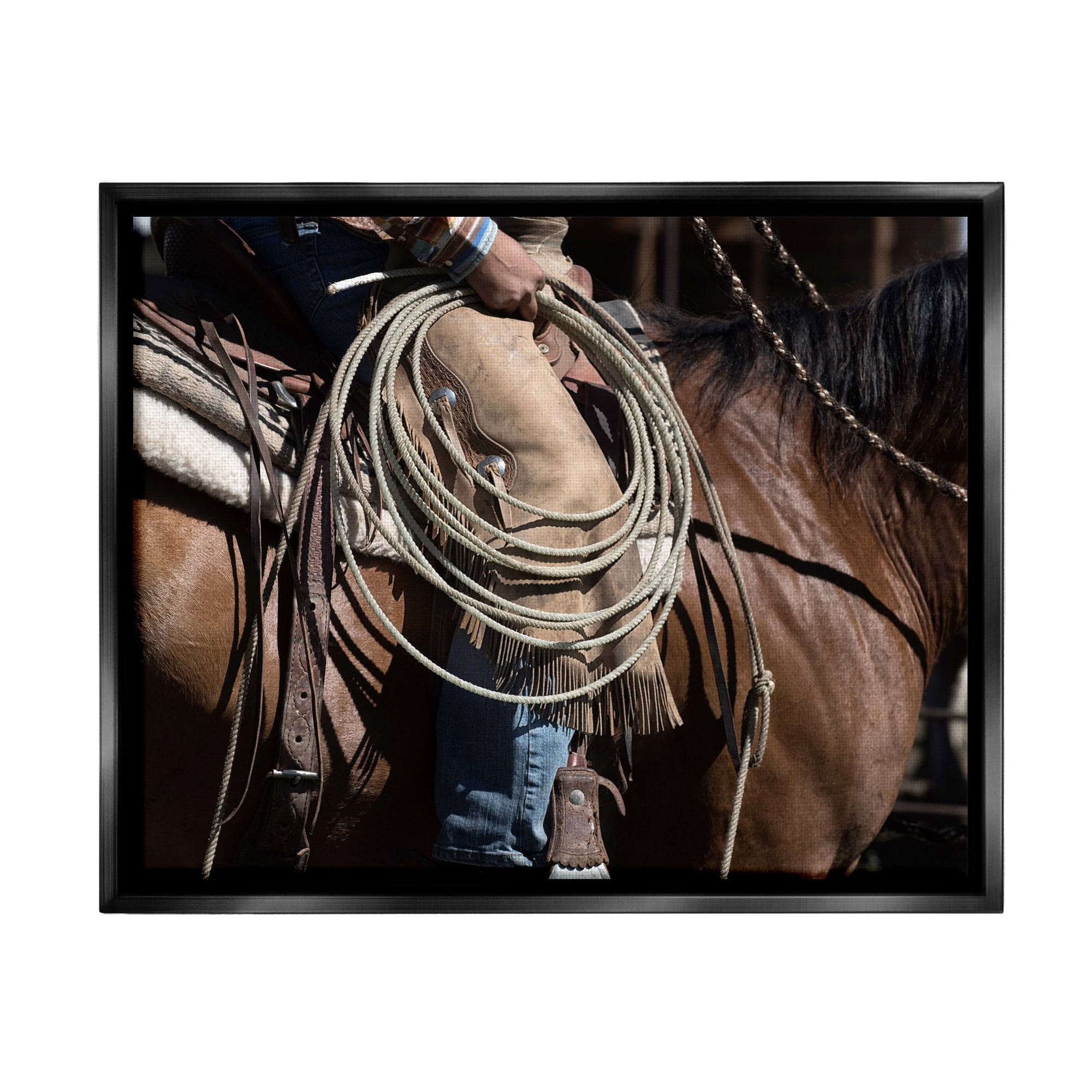 Stupell Industries Southwestern Cowboy & Lasso Beauty & Fashion Photography Black Floater Framed Art Print Wall Art, 31 x 25