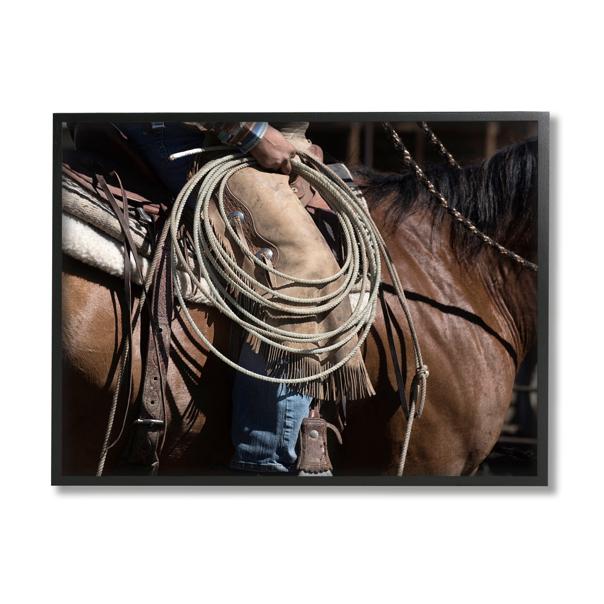 Stupell Industries Southwestern Cowboy & Lasso Beauty & Fashion Photography Black Framed Art Print Wall Art, 20 x 16