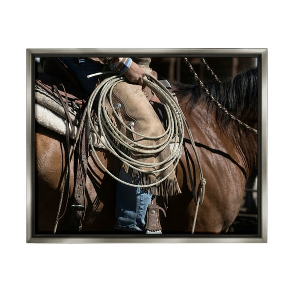 Stupell Industries Southwestern Cowboy & Lasso Beauty & Fashion Photography Gray Floater Framed Art Print Wall Art, 21 x 17