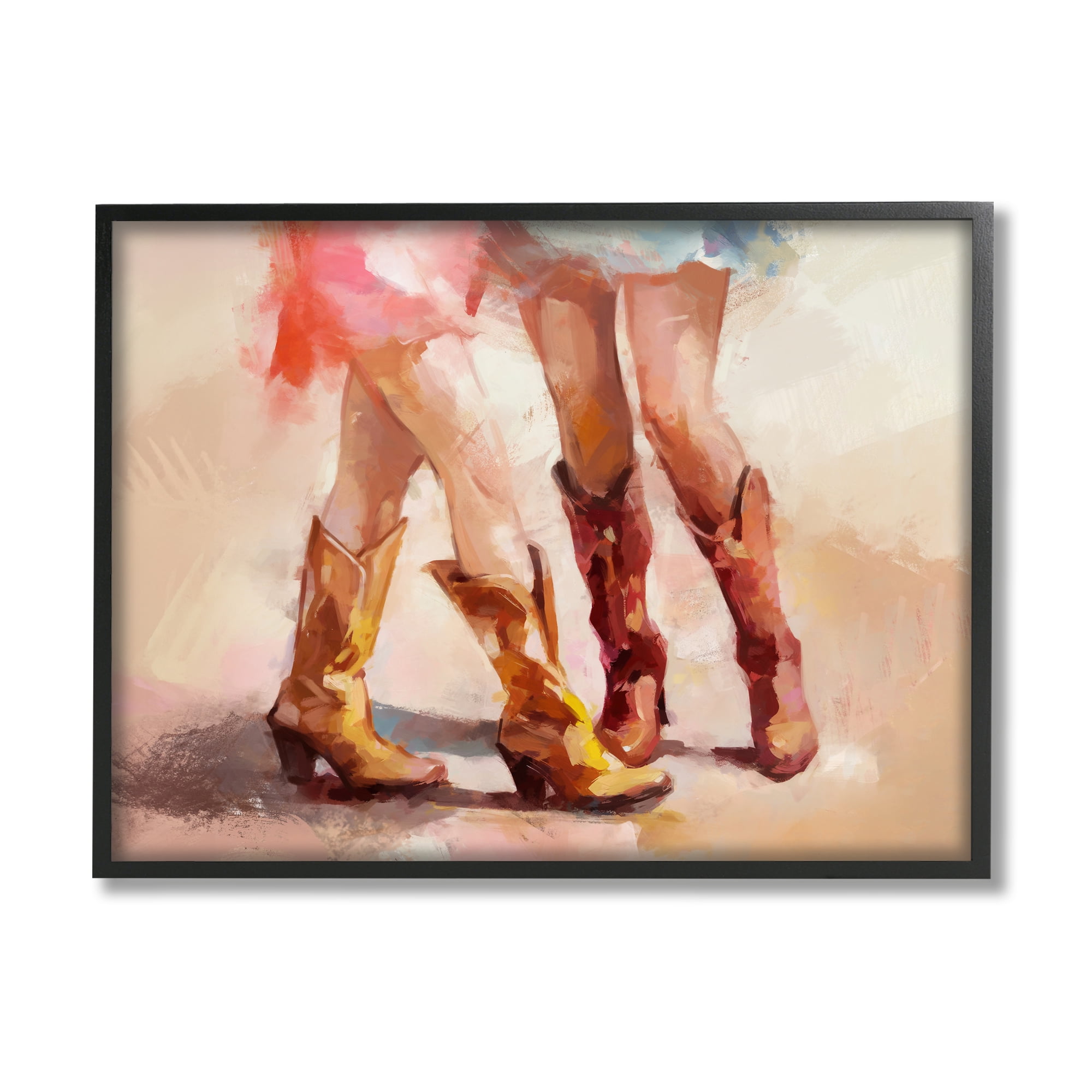 Stupell Industries Southwestern Cowgirls Dancing Abstract Painting Black Framed Art Print Wall Art, 20 x 16