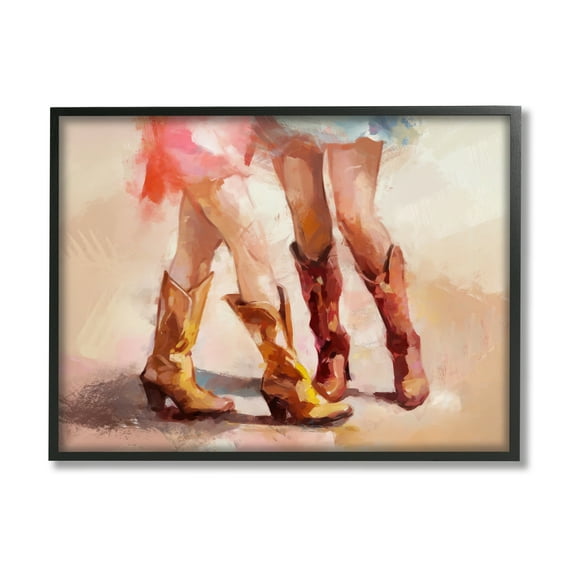 Stupell Industries Southwestern Cowgirls Dancing Abstract Painting Black Framed Art Print Wall Art, 30 x 24
