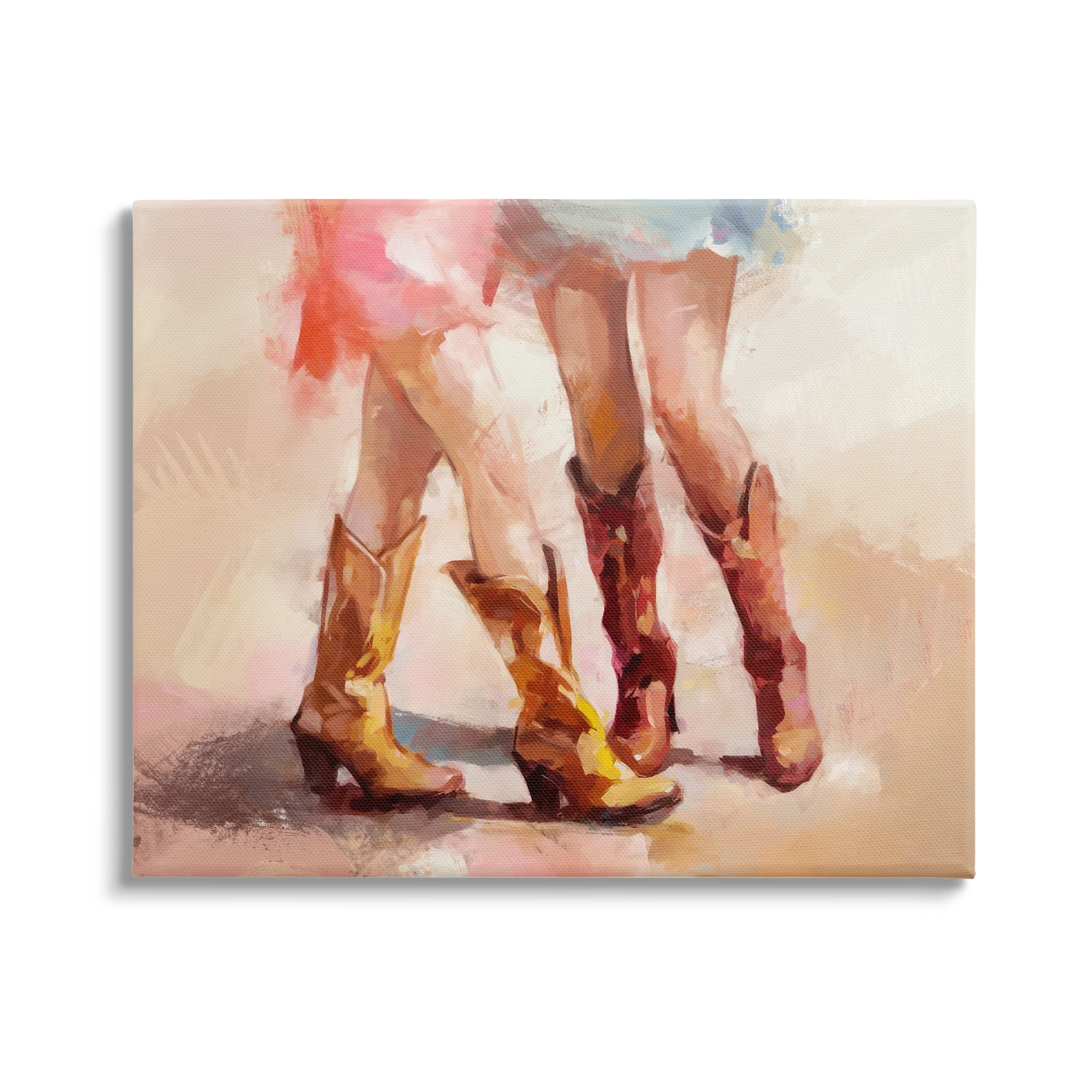 Stupell Industries Southwestern Cowgirls Dancing Abstract Painting Gallery Wrapped Canvas Art Print Wall Art, 20 x 16