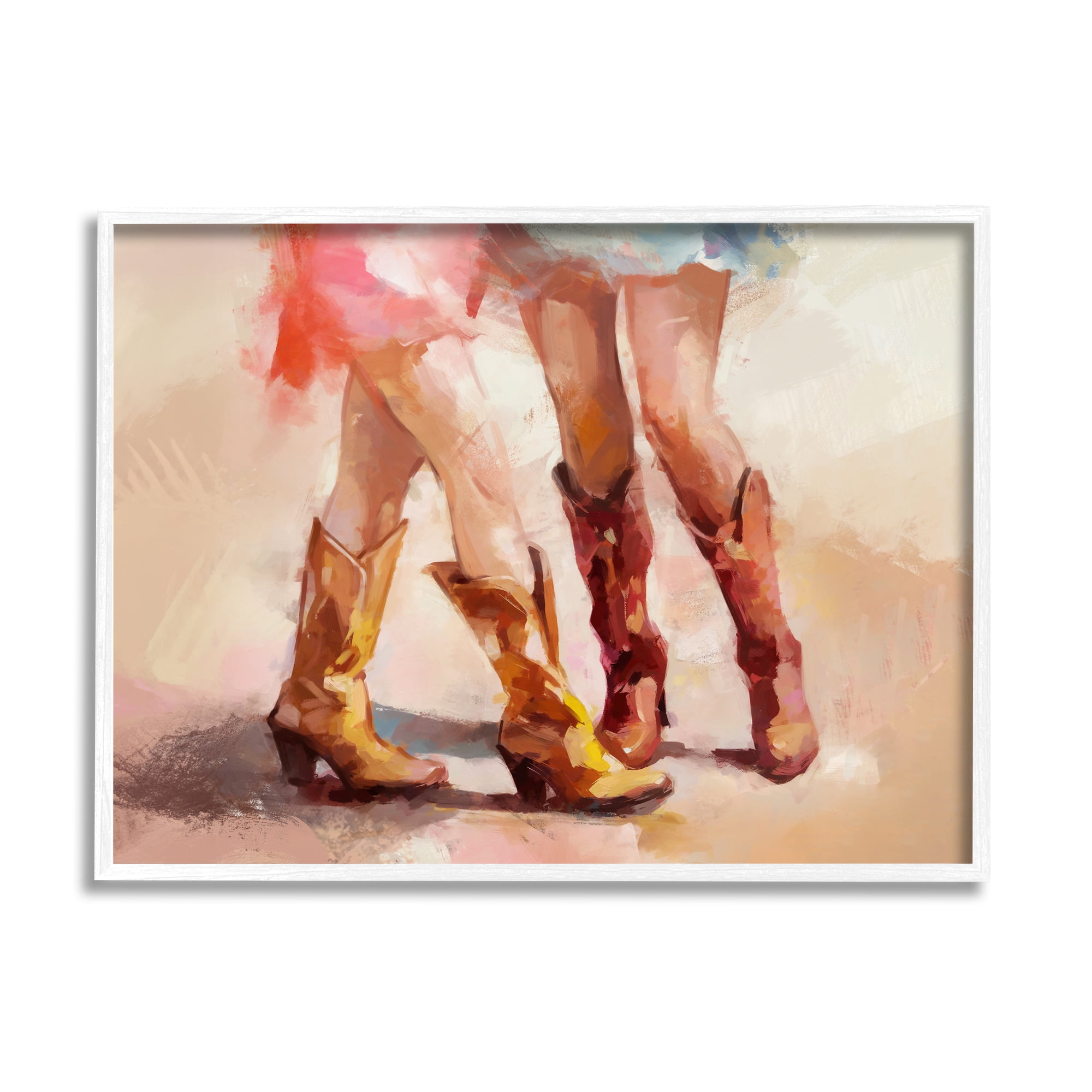 Stupell Industries Southwestern Cowgirls Dancing Abstract Painting White Framed Art Print Wall Art, 30 x 24