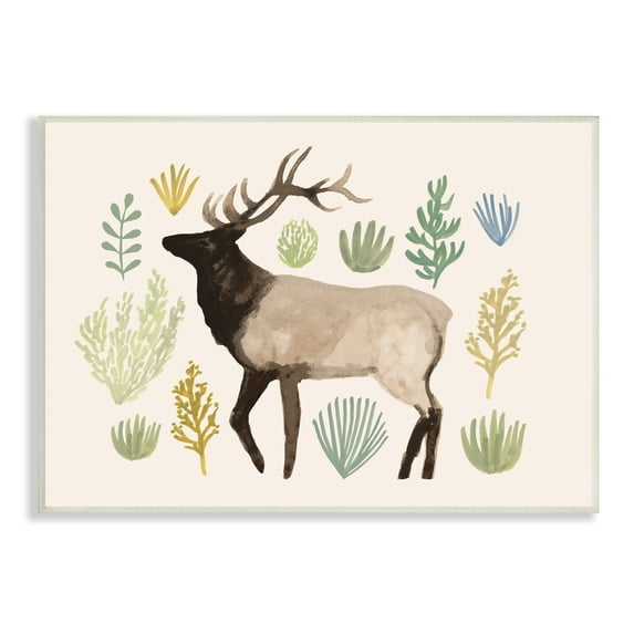 Stupell Industries Southwestern Elk Yellow Green Vegetation Noble Animal, 10 x 15, Designed by Victoria Barnes