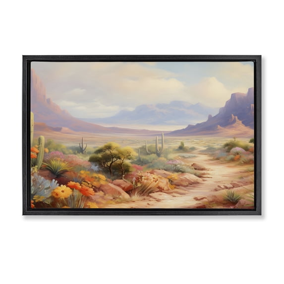 Stupell Industries Southwestern Flower Lined Desert Path Black Floating Frame Canvas Art, 25 x 17, by Franklyn Gregory