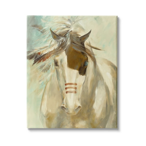 Stupell Industries Southwestern Horse Feathered Mane Soft Contemporary Portrait, 16 x 20, Design by Dina D'Argo