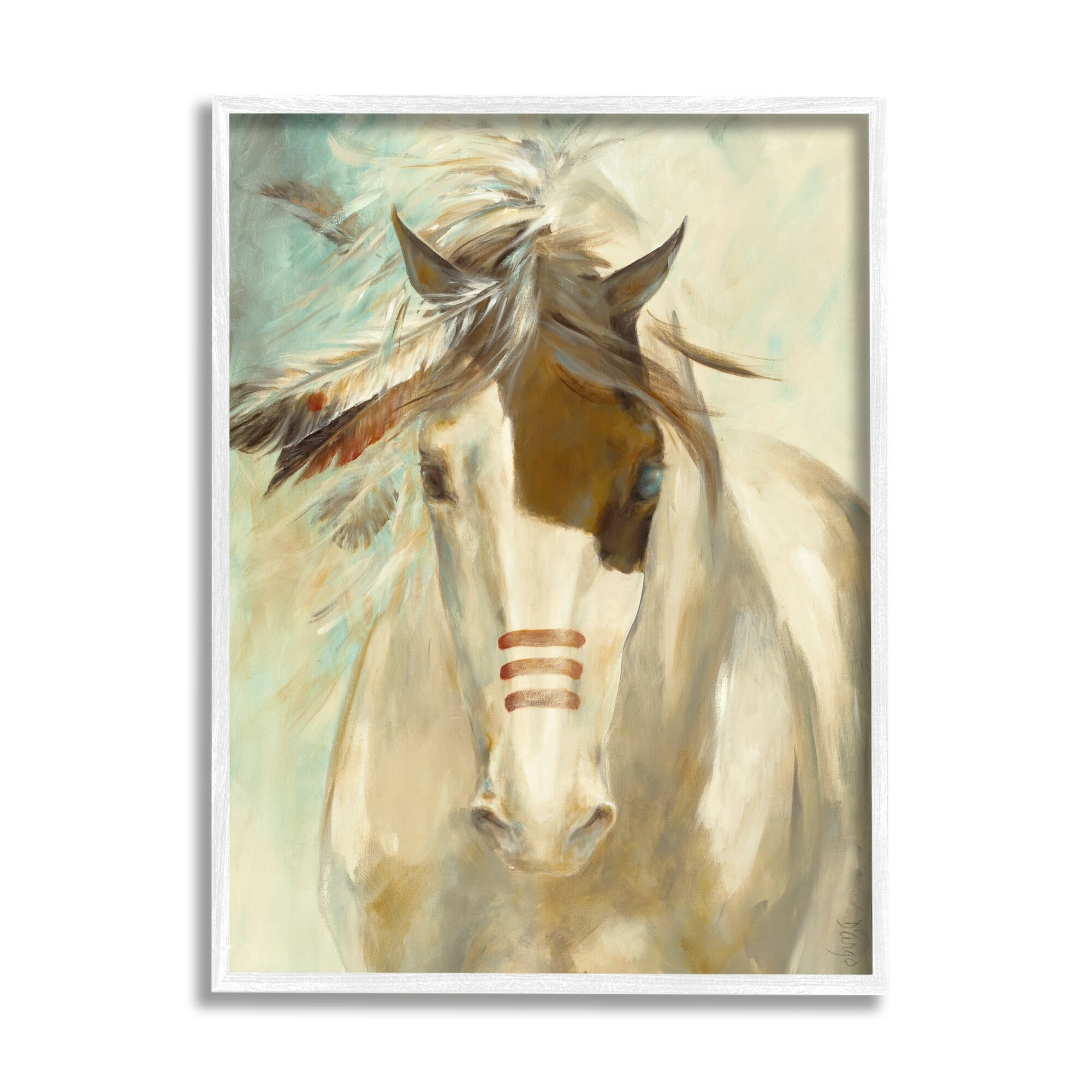 Stupell Industries Southwestern Horse Feathered Mane Soft Contemporary Portrait, 24 x 30, Design by Dina D'Argo