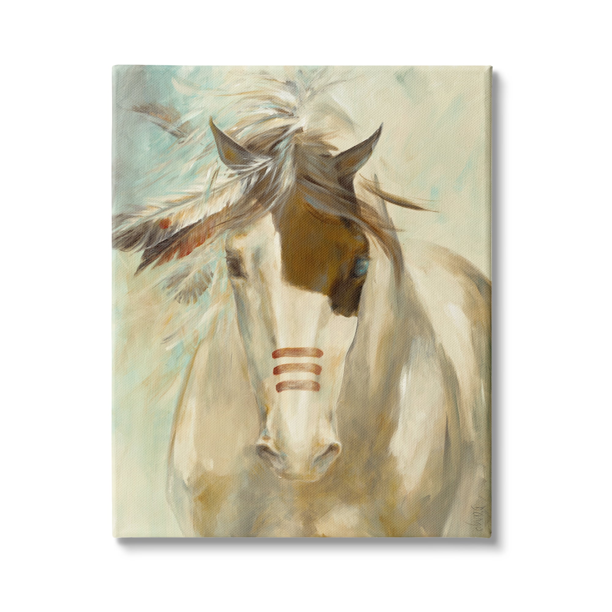 Stupell Industries Southwestern Horse Feathered Mane Soft Contemporary Portrait, 36 x 48, Design by Dina D'Argo