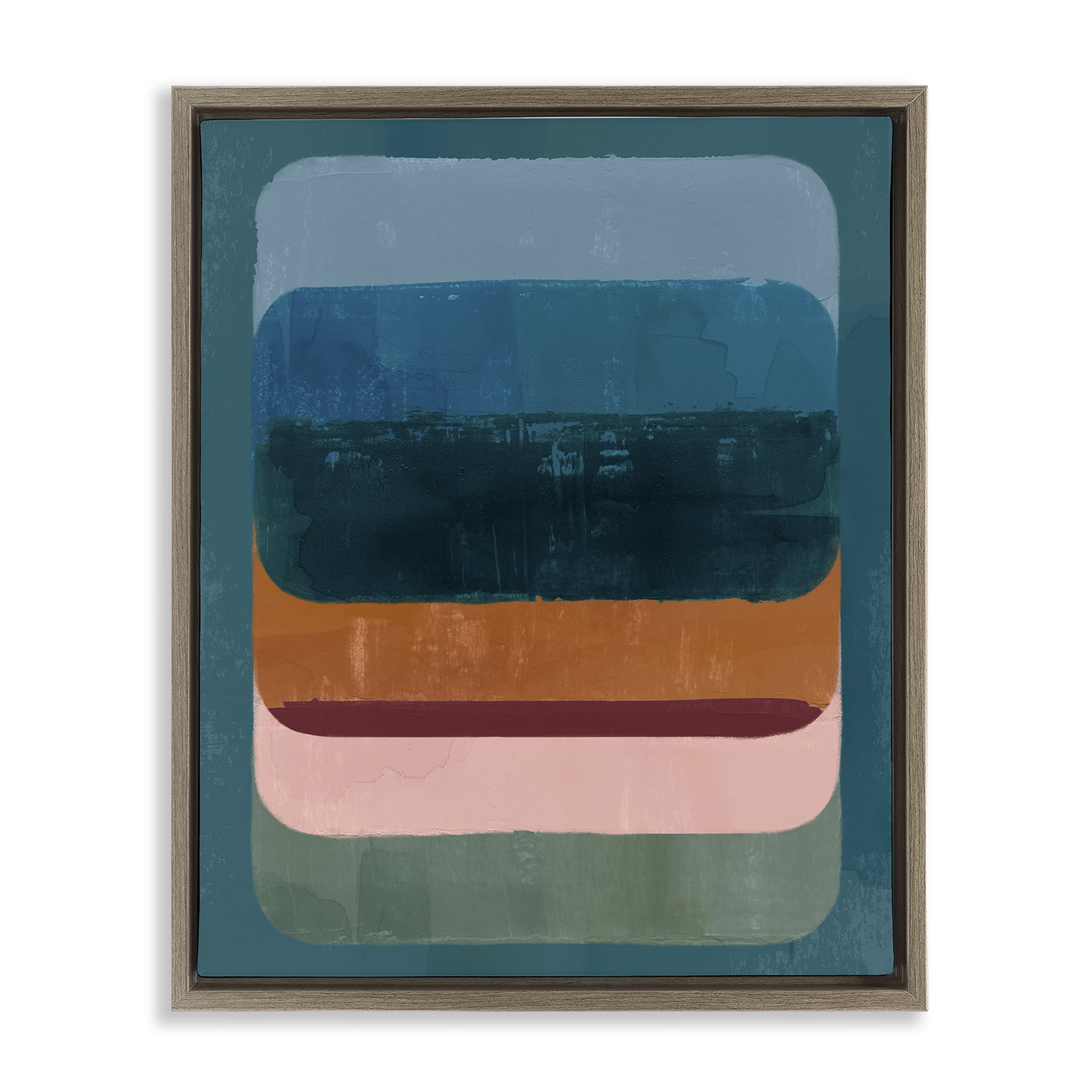 Stupell Industries Southwestern Inspired Pattern Abstract Painting Brown Floater Framed Canvas Art Print Wall Art, 17 x 21