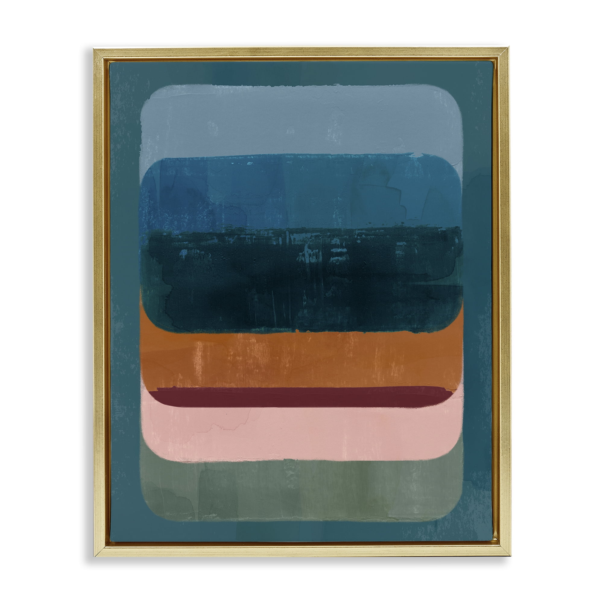 Stupell Industries Southwestern Inspired Pattern Abstract Painting Gold Floater Framed Canvas Art Print Wall Art, 17 x 21