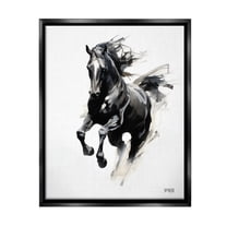 Stupell Industries Southwestern Jumping Horse Animals & Insects Painting Black Floater Framed Canvas Art Print Wall Art, 17 x 21