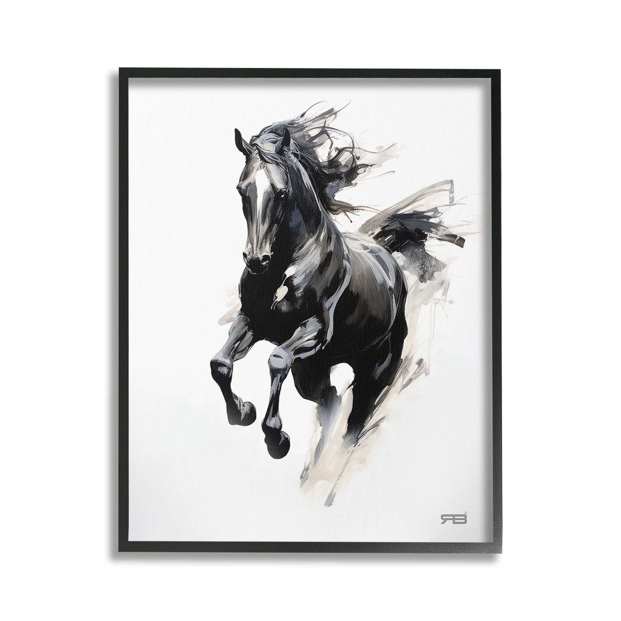 Stupell Industries Southwestern Jumping Horse Animals & Insects Painting Black Framed Art Print Wall Art, 24 x 30