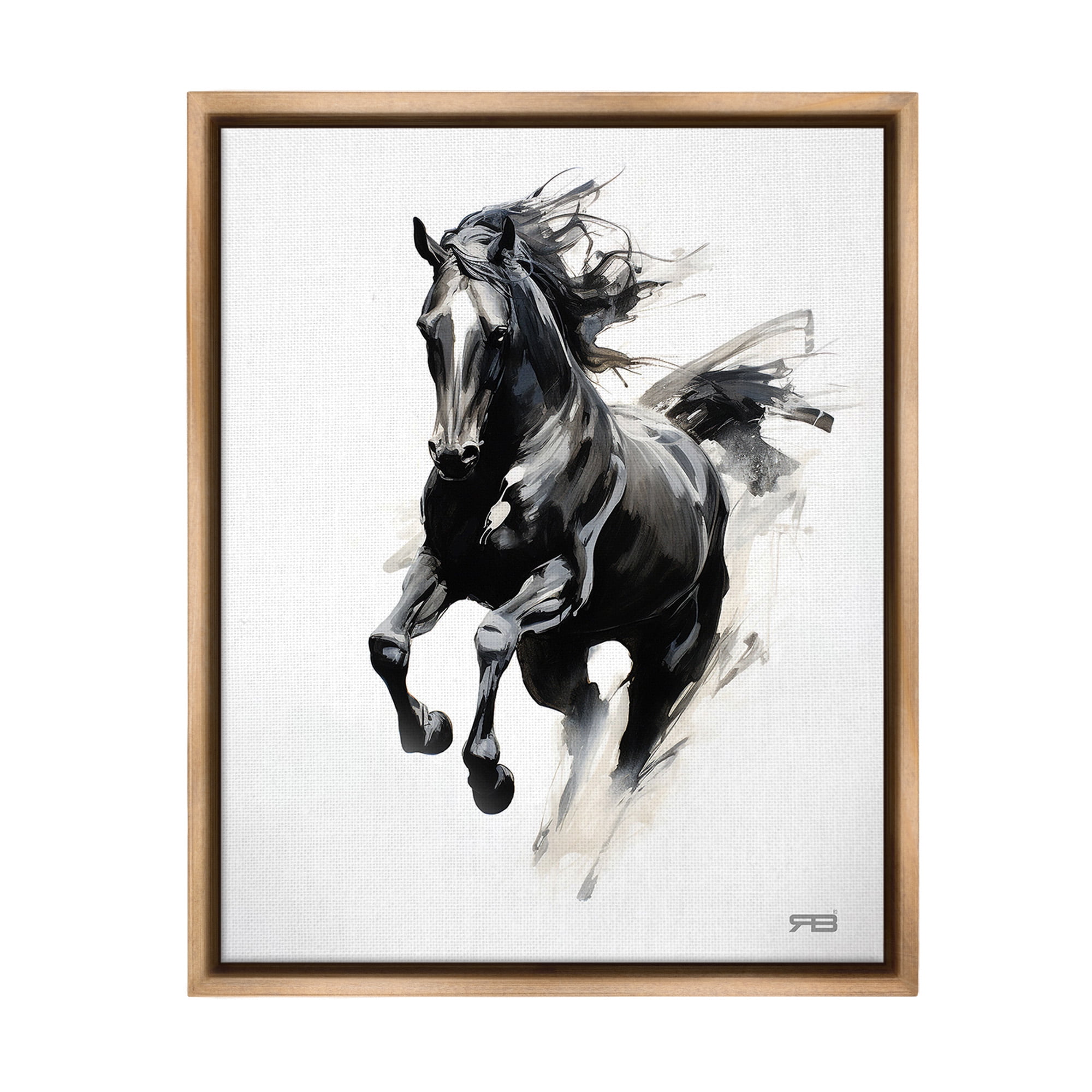 Stupell Industries Southwestern Jumping Horse Animals & Insects Painting Brown Floater Framed Canvas Art Print Wall Art, 25 x 31
