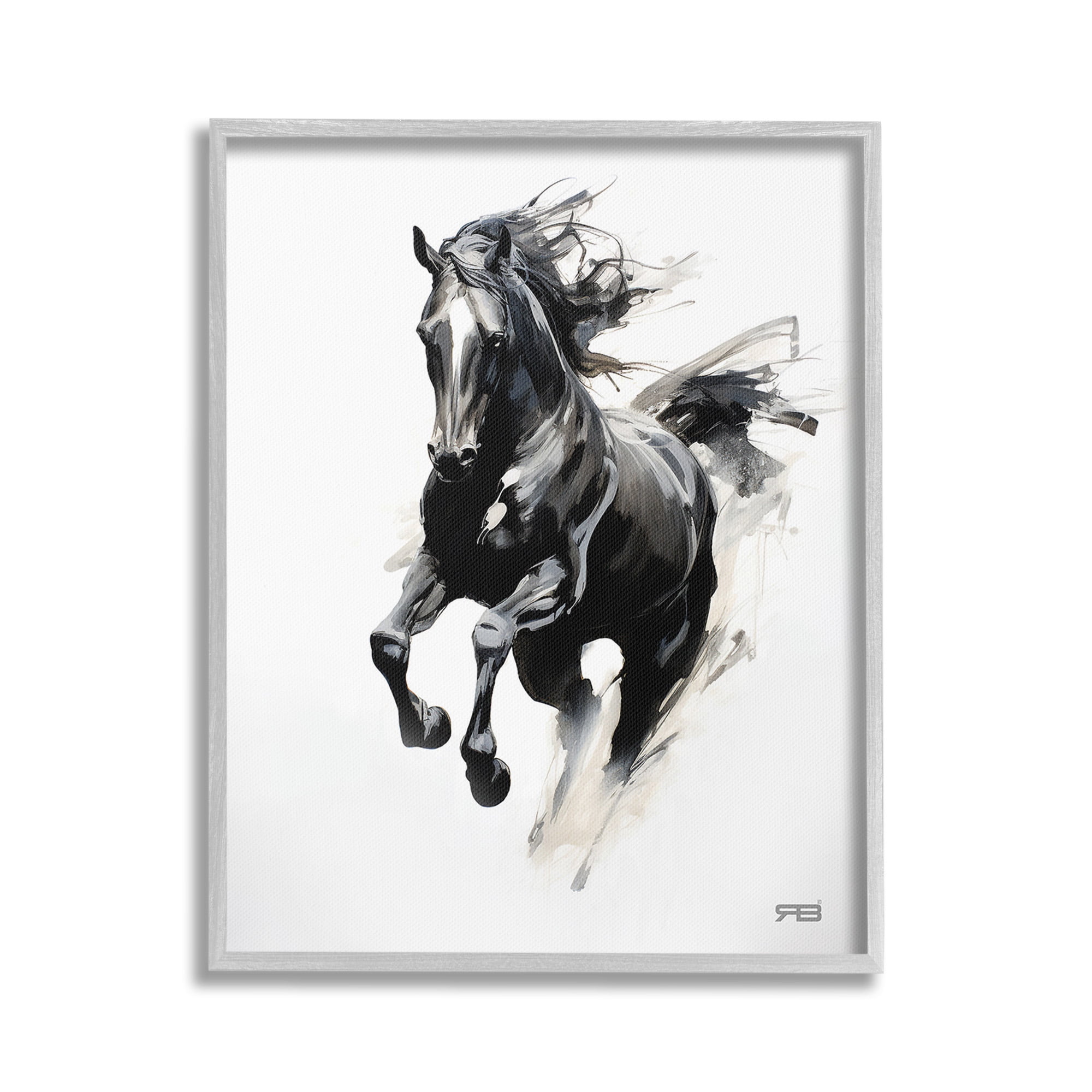 Stupell Industries Southwestern Jumping Horse Animals & Insects Painting Gray Framed Art Print Wall Art, 16 x 20
