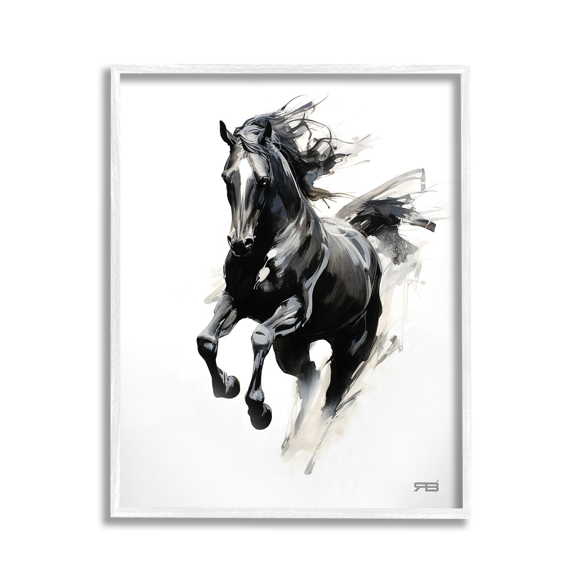 Stupell Industries Southwestern Jumping Horse Animals & Insects Painting White Framed Art Print Wall Art, 11 x 14