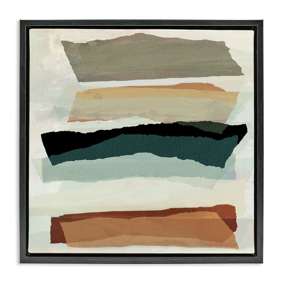 Stupell Industries Southwestern Layered Shapes Abstract Painting Black Floater Framed Canvas Art Print Wall Art, 18 x 18