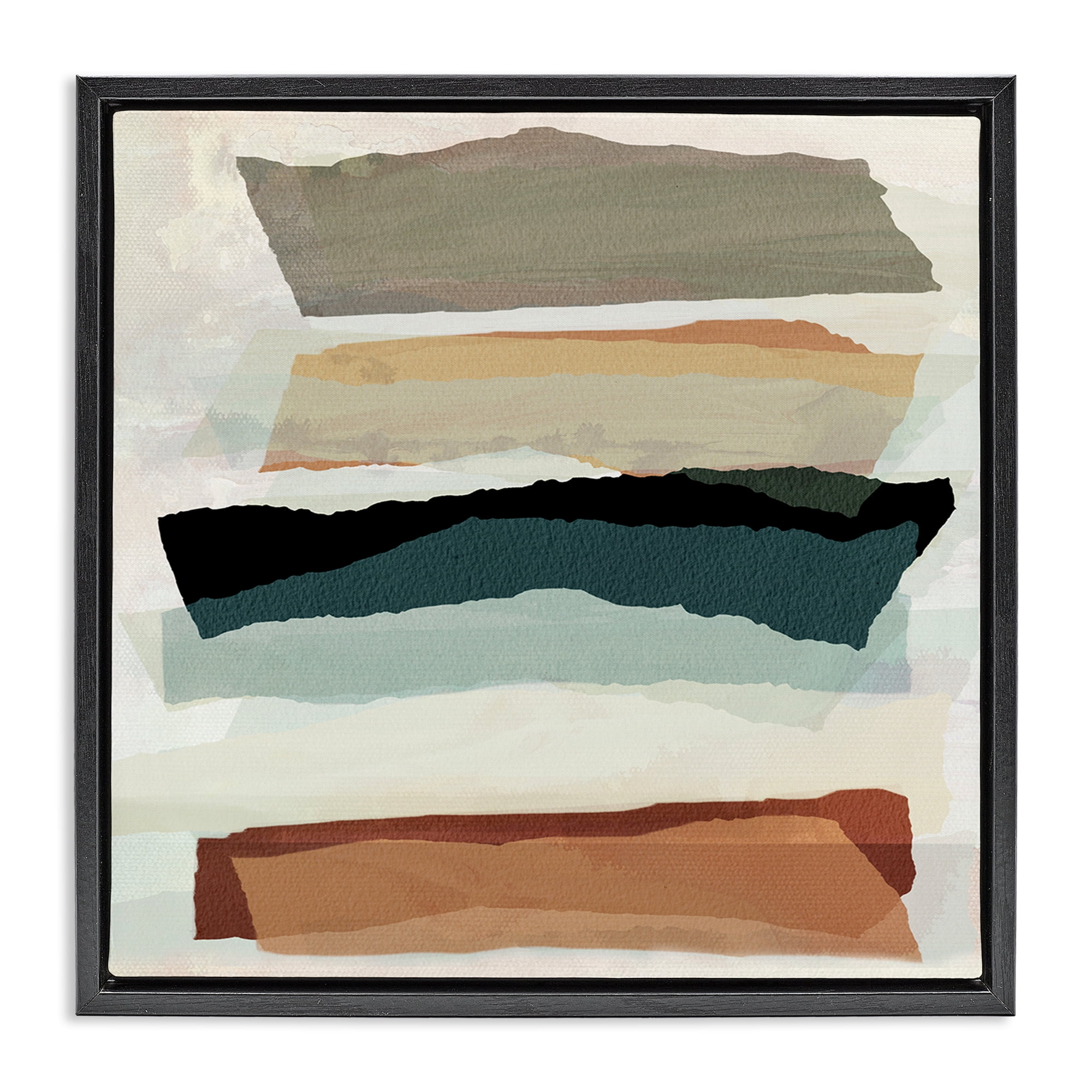 Stupell Industries Southwestern Layered Shapes Abstract Painting Black Floater Framed Canvas Art Print Wall Art, 25 x 25