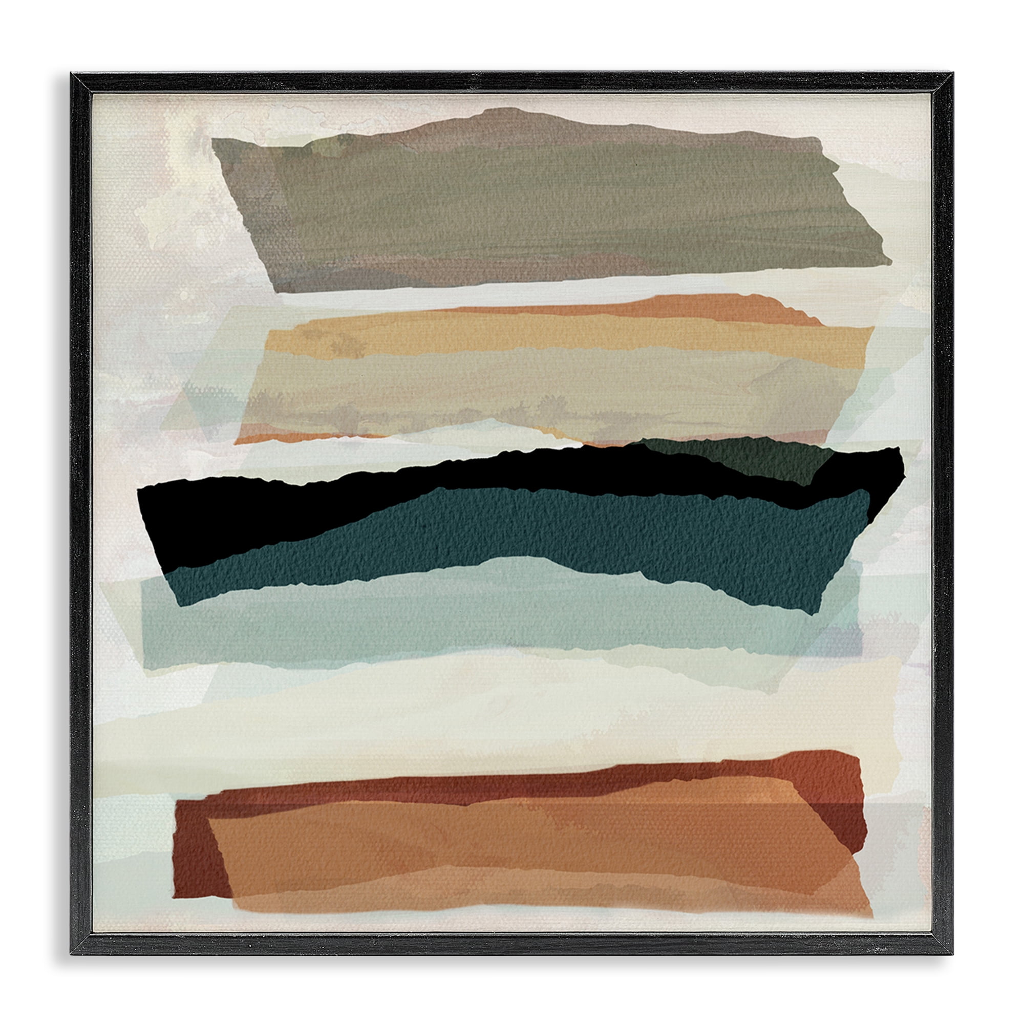 Stupell Industries Southwestern Layered Shapes Abstract Painting Black Framed Art Print Wall Art, 12 x 12