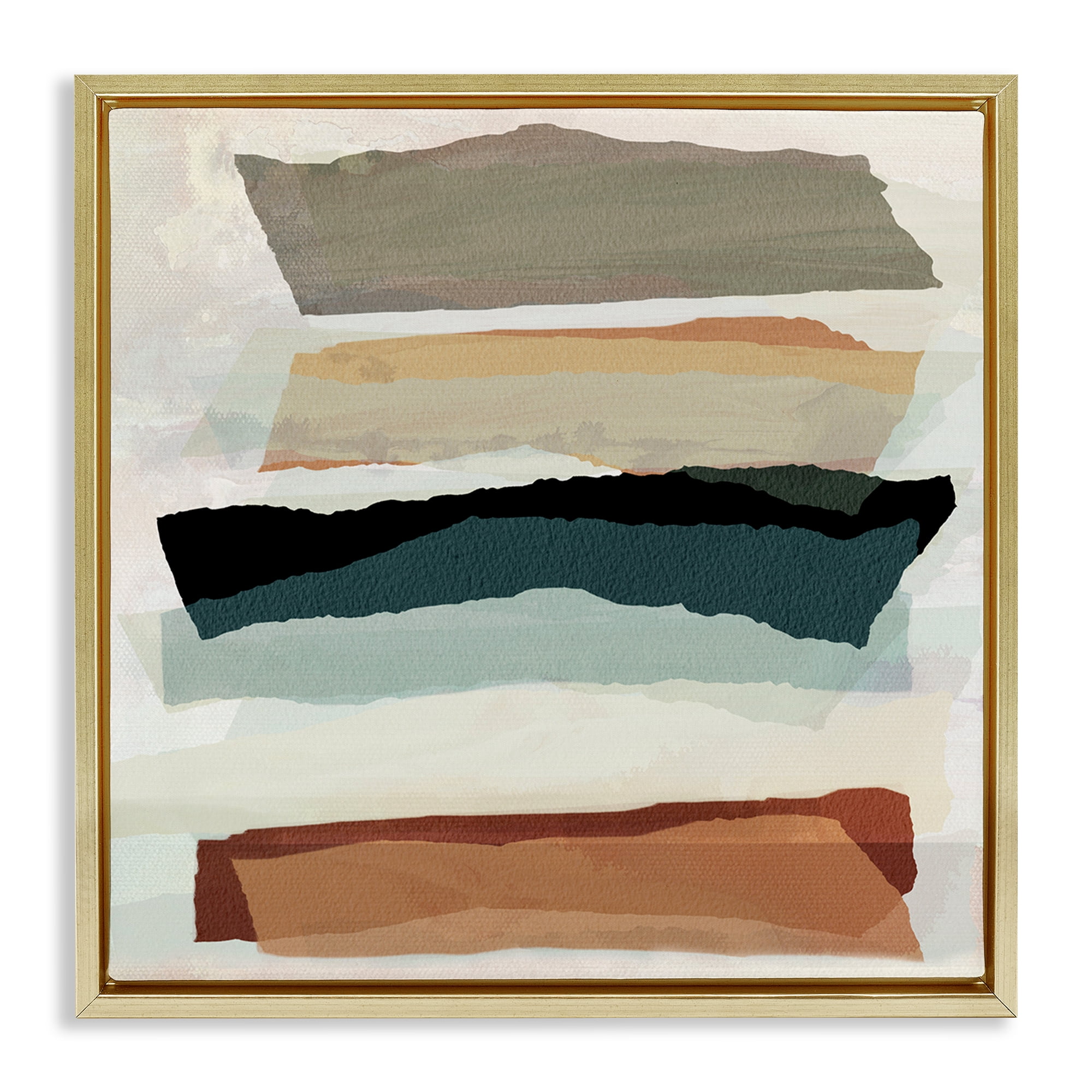Stupell Industries Southwestern Layered Shapes Abstract Painting Gold Floater Framed Canvas Art Print Wall Art, 18 x 18