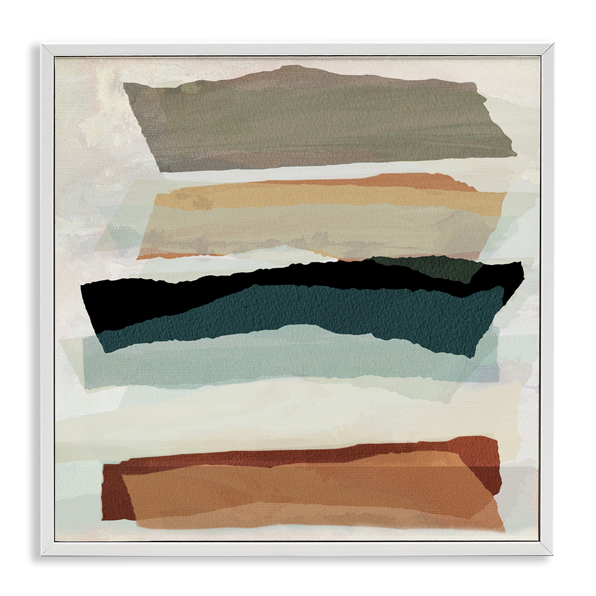 Stupell Industries Southwestern Layered Shapes Abstract Painting White Framed Art Print Wall Art, 12 x 12