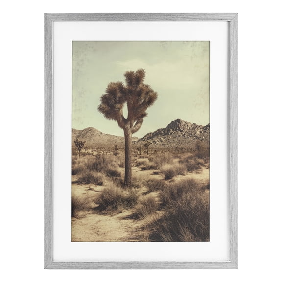 Stupell Industries Southwestern Lone Tree in Desert Gray Framed Print Under Glass, 14 x 20, by Petals Prints Design