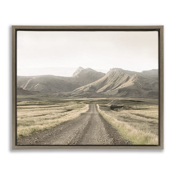 Stupell Industries Southwestern Misty Mountain Road View Brown Floating Frame Canvas Art, 21 x 17, by Leah Straatsma
