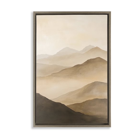 Stupell Industries Southwestern Moody Mountains Foggy Landscape Brown Floating Frame Canvas Art, 17 x 25, by Petals Prints Design