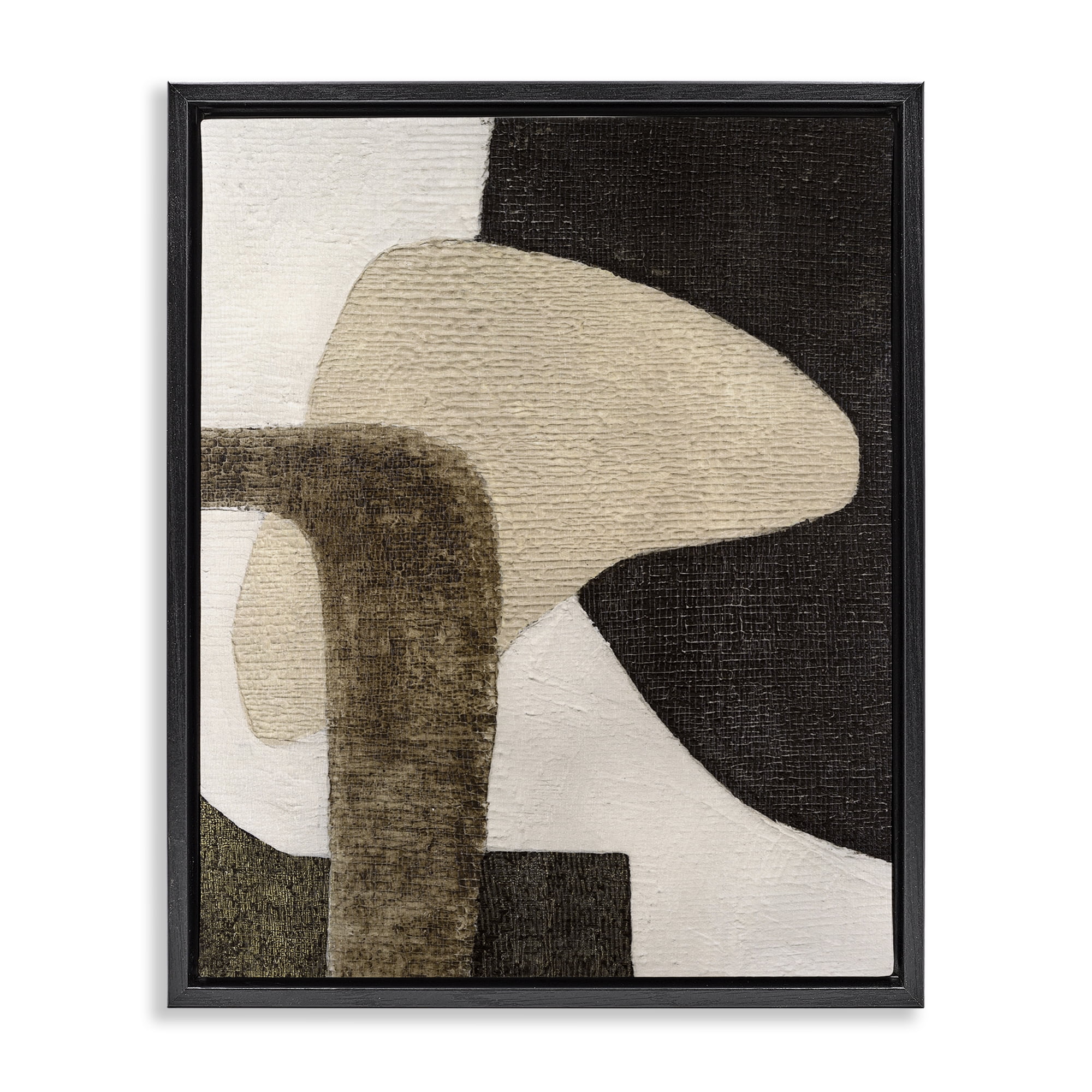 Stupell Industries Southwestern Neutrals Pattern Abstract Painting Black Floater Framed Canvas Art Print Wall Art, 25 x 31