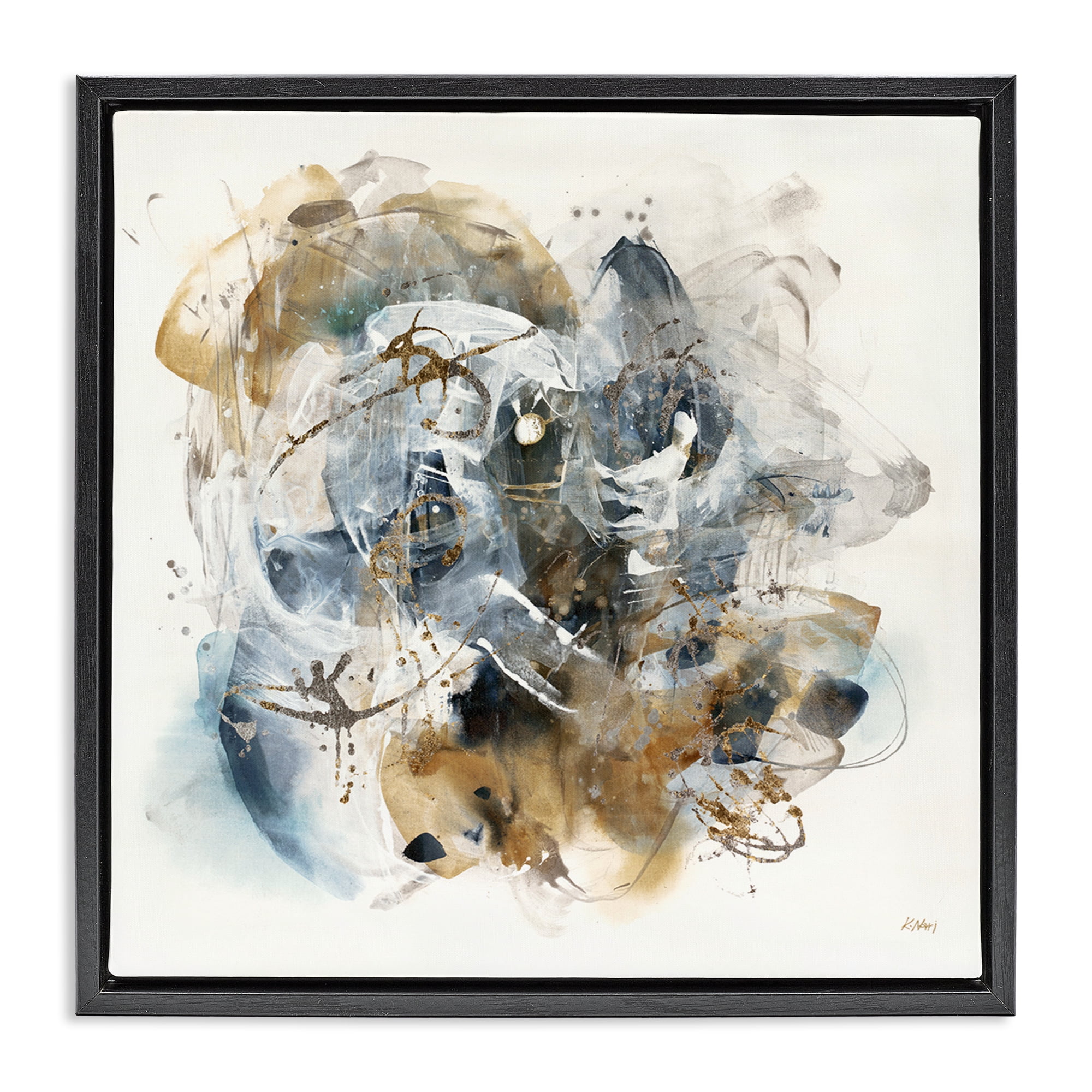 Stupell Industries Southwestern Paint Splatter Abstract Painting Black Floater Framed Canvas Art Print Wall Art, 25 x 25