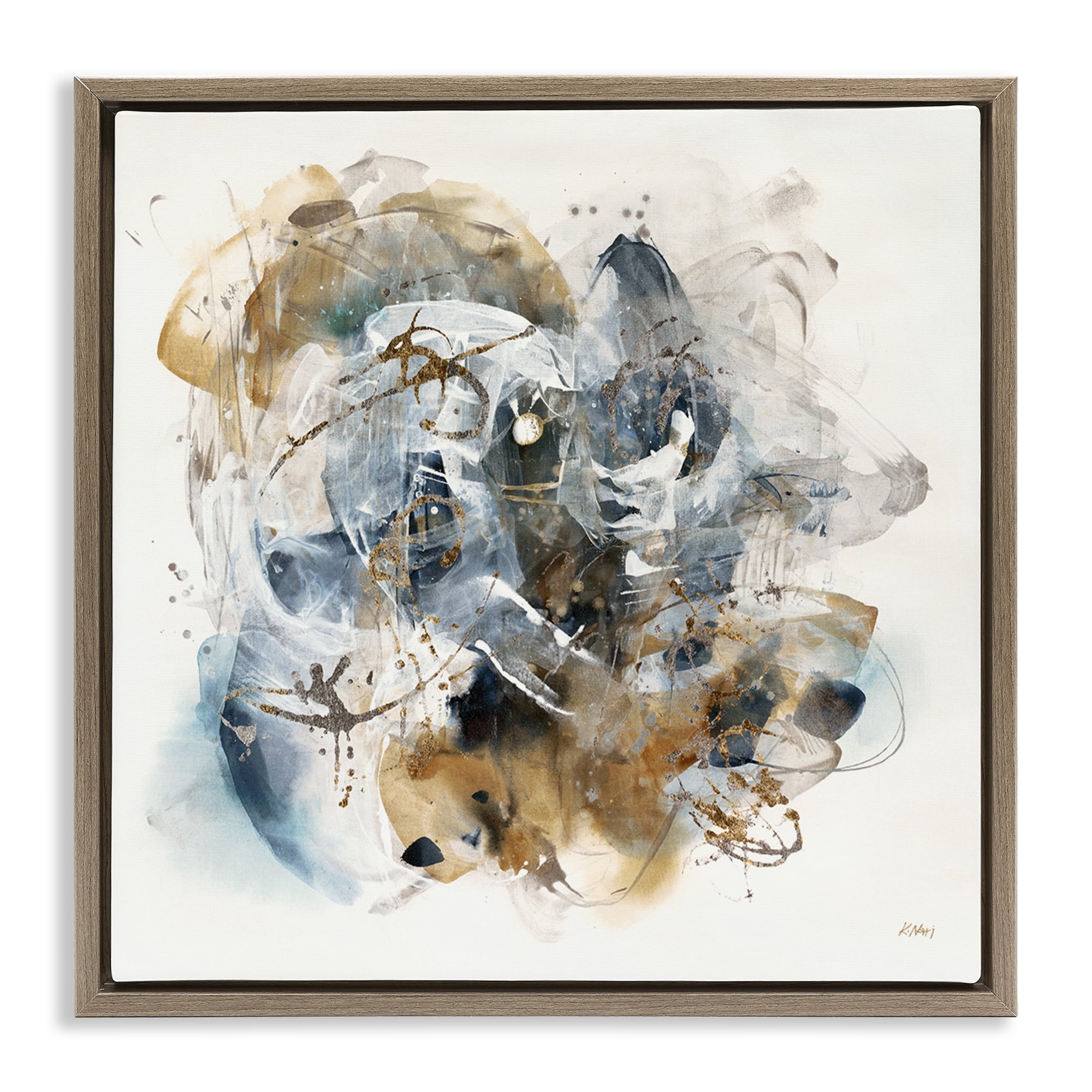 Stupell Industries Southwestern Paint Splatter Abstract Painting Brown Floater Framed Canvas Art Print Wall Art, 18 x 18