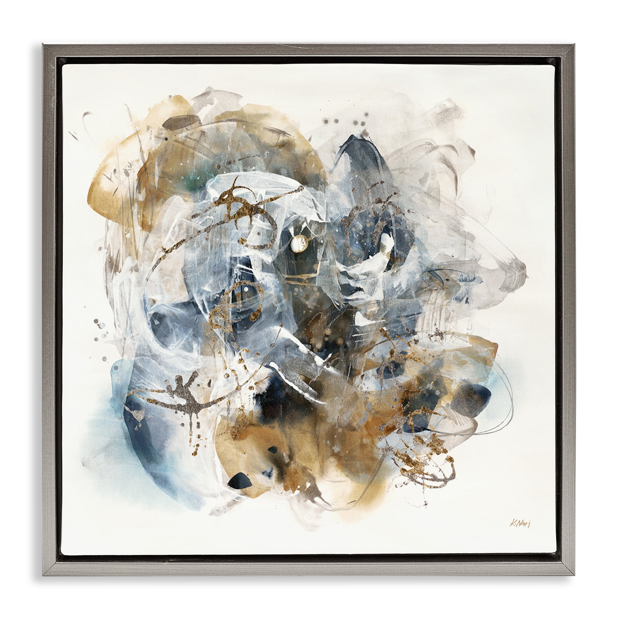 Stupell Industries Southwestern Paint Splatter Abstract Painting Gray Floater Framed Canvas Art Print Wall Art, 25 x 25