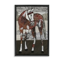 Stupell Industries Southwestern Patterned Foal Animals & Insects Painting Black Floater Framed Canvas Art Print Wall Art, 17 x 25