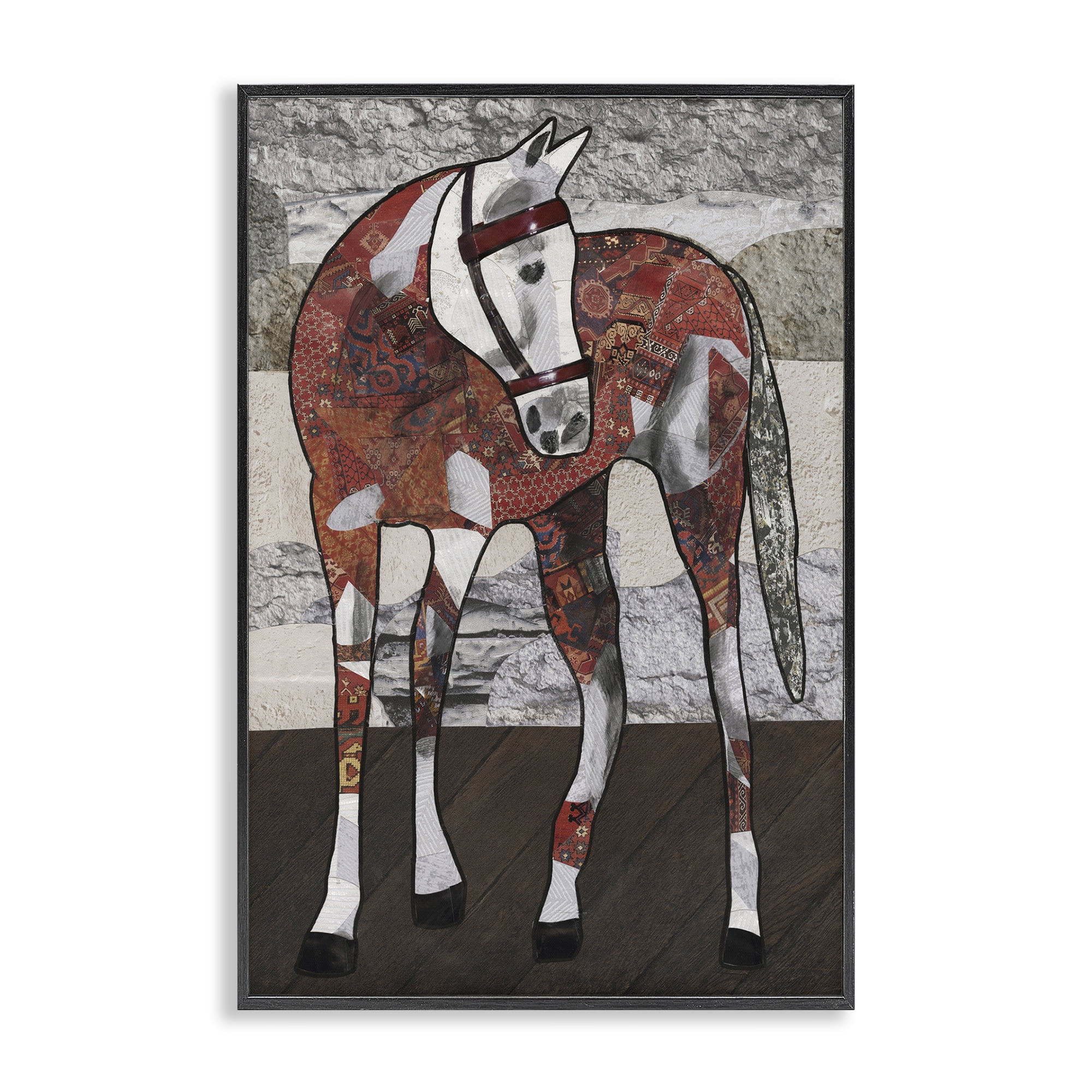 Stupell Industries Southwestern Patterned Foal Animals & Insects Painting Black Framed Art Print Wall Art, 12 x 18