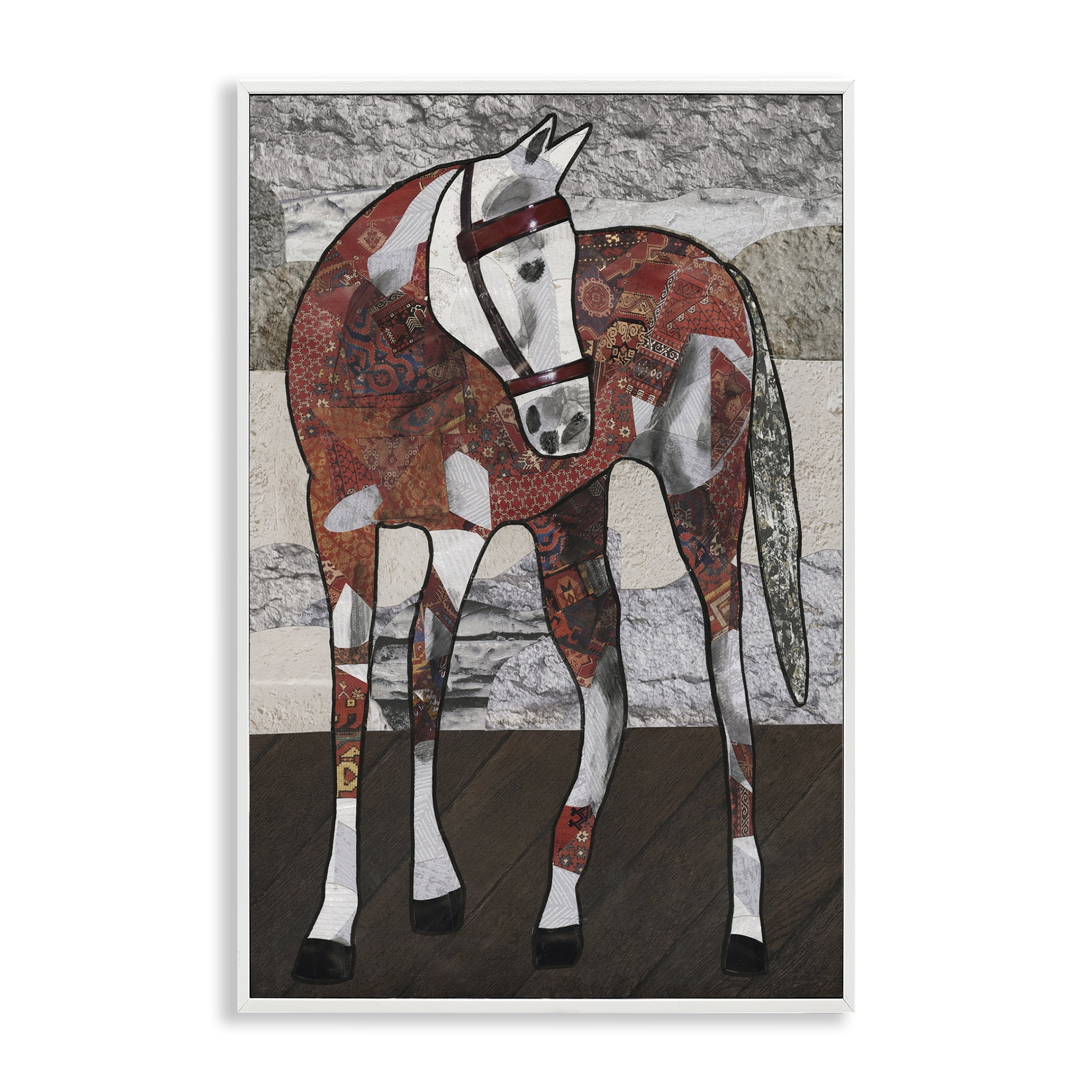 Stupell Industries Southwestern Patterned Foal Animals & Insects Painting White Framed Art Print Wall Art, 16 x 24