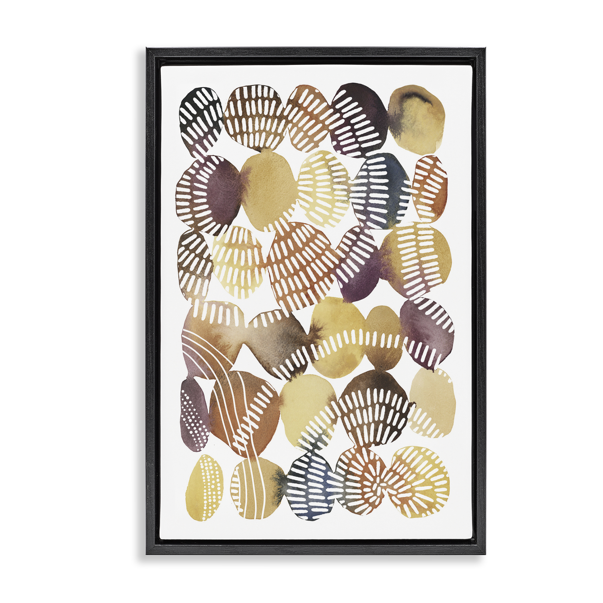Stupell Industries Southwestern Patterned Pebbles Abstract Painting Black Floater Framed Canvas Art Print Wall Art, 17 x 25