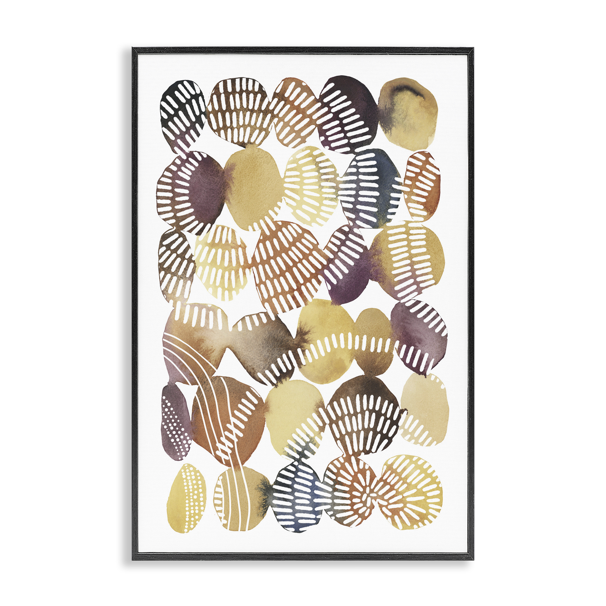 Stupell Industries Southwestern Patterned Pebbles Abstract Painting Black Framed Art Print Wall Art, 20 x 30