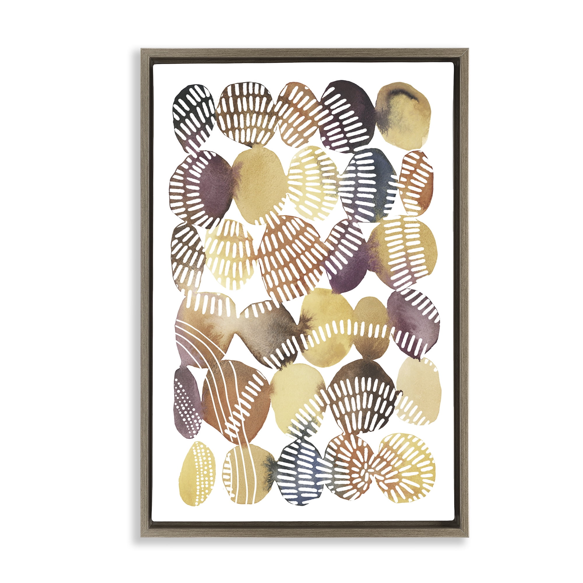 Stupell Industries Southwestern Patterned Pebbles Abstract Painting Brown Floater Framed Canvas Art Print Wall Art, 21 x 31