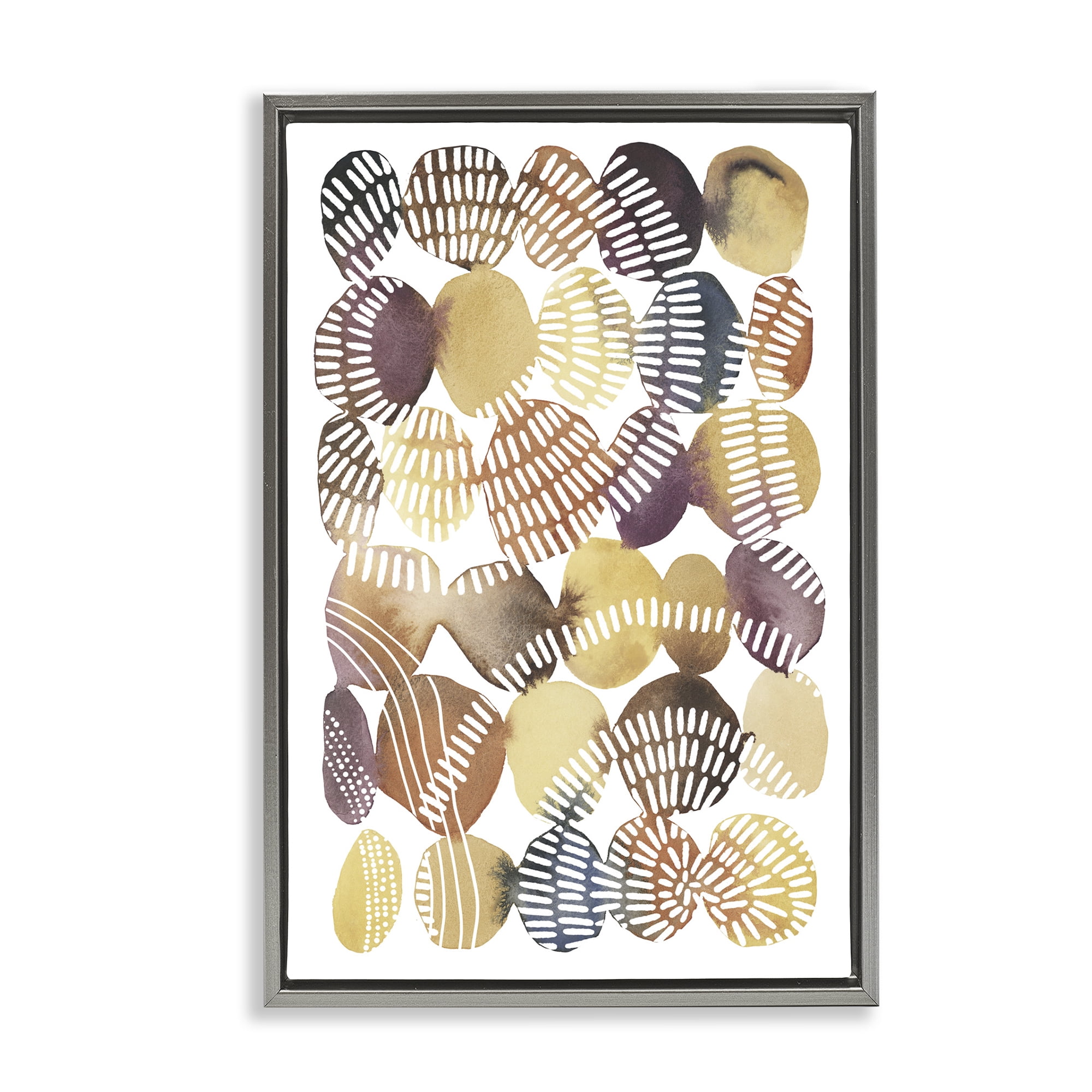 Stupell Industries Southwestern Patterned Pebbles Abstract Painting Gray Floater Framed Canvas Art Print Wall Art, 17 x 25